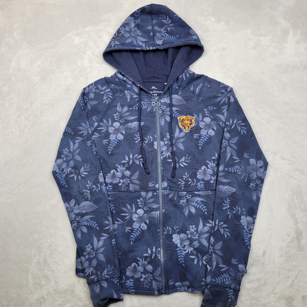 Chicago Bears Hoodie Women XS Full Zip Sweater Sweatshirt Floral Tommy‎ Bahama